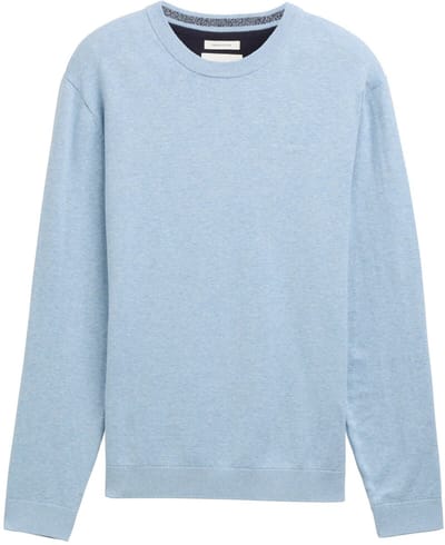Tom Tailor - Basic gebreide trui van katoen - Maat S - light metal blue melange