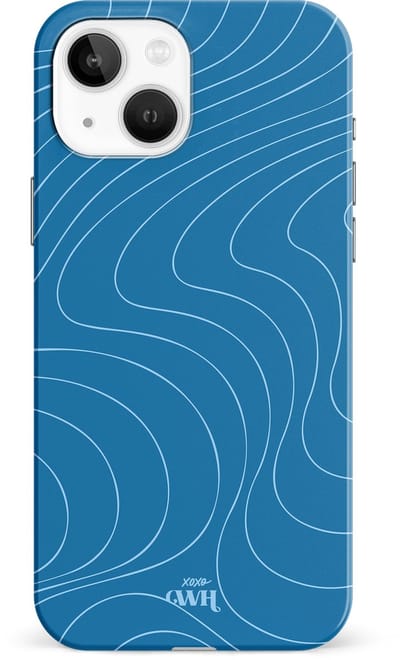 xoxo Wildhearts Catching Flights Blue - Single Layer - Hoesje geschikt voor iPhone 14 case - Siliconen hoesje met golven print - Hardcover - Beschermhoes - Optimale bescherming - Blauw