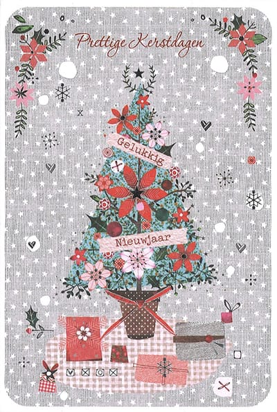 MGPcards - 6 Luxe dubbele Kerstkaarten - Foliedruk - Gekleurde envelop - 11,5 x 17 cm