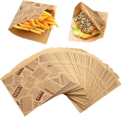 200 Stuks Burgerzakken 15 x 15 cm van Oliebestendig Papier voor Voedsel en Sandwiches, Ideaal voor Burgers en Snacks