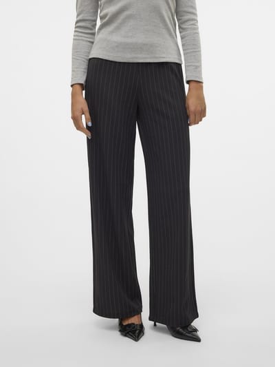 Vero Moda Broek Vmberlin My Mw Wide Print Pant Noos 10322357 Obsidian/oatmeal Dames Maat - W26 X L32