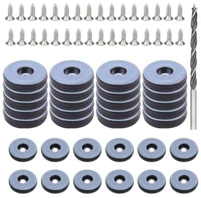 Teflon Glijders voor Meubels - 32 Stuks, Ø 30 mm, Rond, Schroef Bevestiging, Voor Makkelijk Verplaatsen van Stoelen