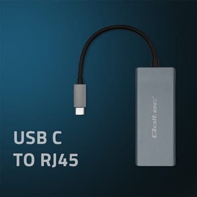 Qoltec USB-C 3.1 netwerkadapter |   RJ45 |   Ethernet |   1000 Mb/s |   Aluminium