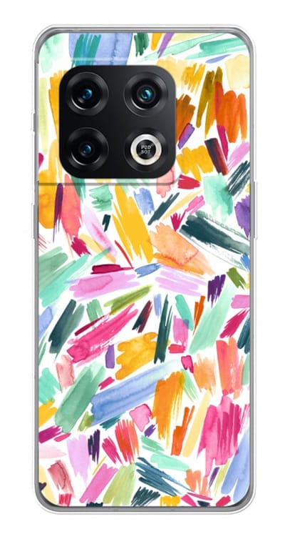 Case Company® - Hoesje geschikt voor OnePlus 10 Pro hoesje - Watercolor Brushstrokes - Soft Cover Telefoonhoesje - Bescherming aan alle Kanten en Schermrand