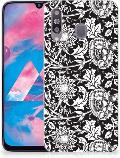Samsung Galaxy M30 TPU Case Black Flowers