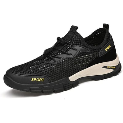 Zomer Ademende Holle Gaten Sneaker Heren Mesh Schoenen Zomer Mesh Dunne Net Casual Mode Schoenen 46 zwart