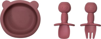 JU&MP Kinderserviesset Teddy Bear - Baby - Kommetje - Kinderbestek - Kraamcadeau - Roze