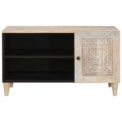 vidaXL - TV - Eenheden - met - plank - Wit - 80 - x - 33 - x - 46 - cm - Bewerkt - hout
