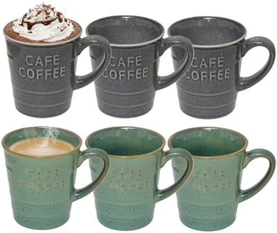 Secret de gourmet Koffiemokken - 6x stuks - 200 ml - kleuren gemixt