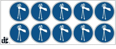 Skistokken in een hand houden gebodssticker - M064 | 5 cm - 10 stuks per vel