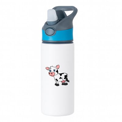 Hacebo® - Koeien waterfles met rietje blauw - Koe - Dieren liefhebbers - Dieren - dierendag - kinderboerderij - water fles - 650ML