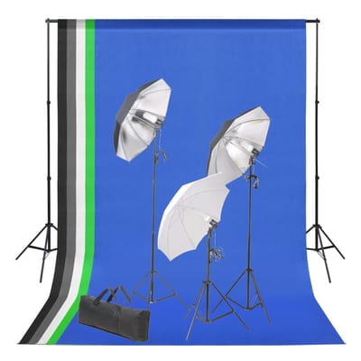 vidaXL - Fotostudioset - met - achtergrond - en - verlichtingsset