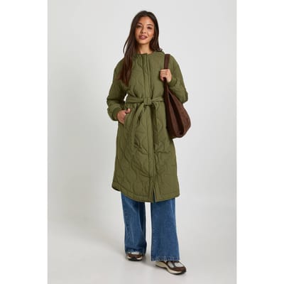 boohoo Dames Longline Gewatteerde Puffer | Khaki | Maat: 8