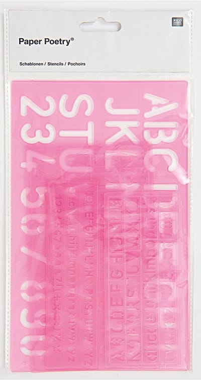 PAPER POETRY SJABLOON SET LETTERS EN CIJFERS 4 STUKS