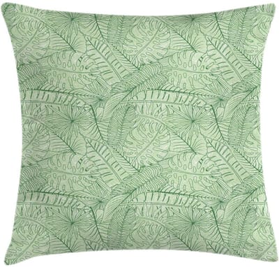 ABAKUHAUS Decoratieve kussenhoes – Bladconcept 40x40 cm – Dubbelzijdig bedrukt – Groen, lichtgroen
