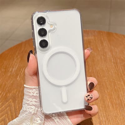 Coque de chargement sans fil Magsafe pour Samsung S25 S24 S23 S22 S21 S20 FE Ultra Plus A56 A36 A26 A16 A06 A55, coque en acrylique transparente For Galaxy S25