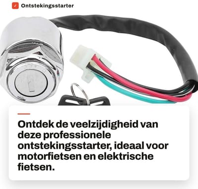 Dailygoods - Ontstekingsstarter - Professionele motorfiets - Vervanging contactslot - Universeel - Elektrische fiets - Inclusief 2 sleutels - Geschikt...