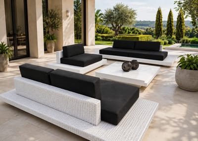 Loungeset Ibiza royaal 4 modules antraciet of zwarte kussens 50% korting