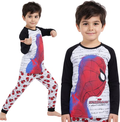 MARVEL Spider-Man Tweedelige pyjama voor jongens, KATOENEN pyjama met lange mouwen voor jongens