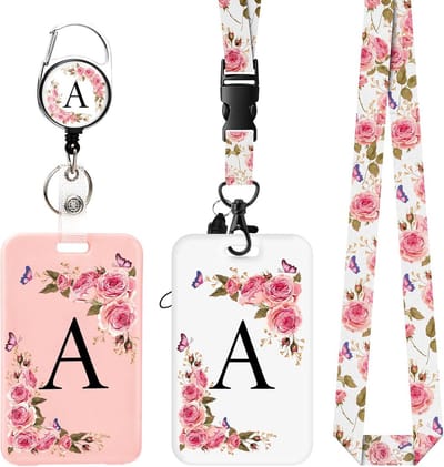 2x Badgehouder met Intrekbare Clip en Personaliseerbare Letter (A-Z)
