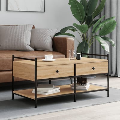vidaXL - Salontafel - 99x50x50 - cm - bewerkt - hout - sonoma - eikenkleurig
