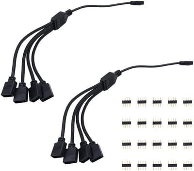 Allecto - LED Strip Splitter Kabel - 4 Pin RGB Splitter - 1 tot 4 Poorten - Zwart - LED Controller Connector - Geschikt voor RGB 5050 3528 2835 L