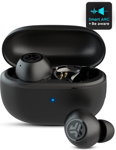 JLab Go Pop ANC Draadloze Oordopjes - Noise Cancelling Oortjes Draadloos - 24 uur Batterijduur - Bluetooth Multipoint - Met Microfoon - Geschikt voor Android en Apple - Zwart