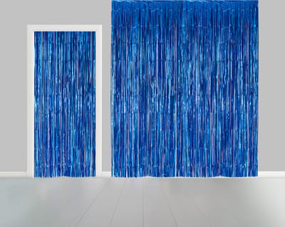 2x Deurgordijn Blauw 1 x 2,4 meter Vlamvertragend - Feest Thema Party