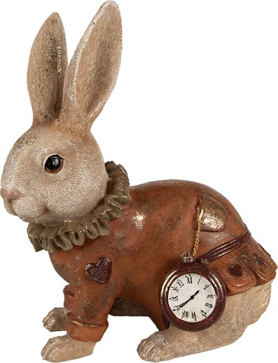 Clayre & Eef Beeld Konijn 29 cm Beige Rood Polyresin