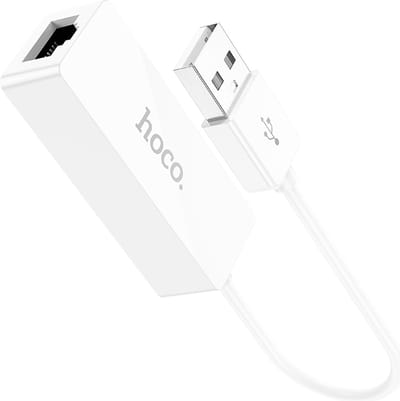 Hoco Ethernet Adapter - USB-A naar RJ45 - 100 Mbps - Wit