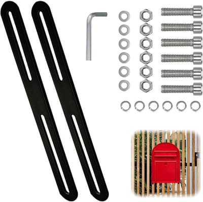 Dubbelstaafmat hekbevestiging - 2 stuks dubbelstaafmattenhek - accessoires voor brievenbusbevestiging aan poorten of hekken (zwart, 275 mm)