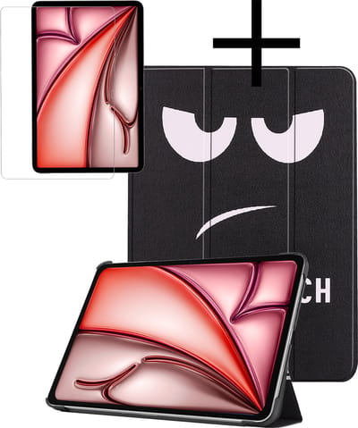 Hoes - Geschikt voor Apple iPad Air (2024/2025/2026) - 11 inch - Met Screenprotector - Trifold Bookcase - Hard Cover - Hardcover Book Case - Tablet Hoesje - Don't Touch Me