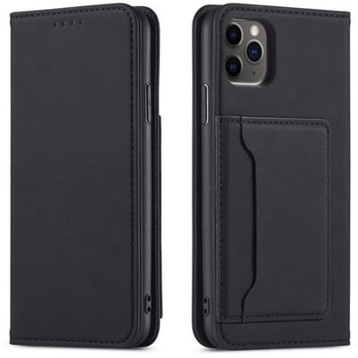 Fashion Wallet Case Hoesje geschikt voor iPhone 16 Pro - zwart- Magnetische sluiting - Pasjeshouder - Contant geld - Duurzaam - Stijlvol - Mode - Dagelijks gebruik