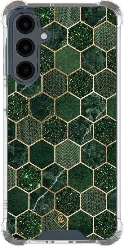 Casimoda® hoesje - Geschikt voor Samsung Galaxy A16 - Kubus Groen - Shockproof case - Extra sterk - TPU/polycarbonaat - Groen, Transparant
