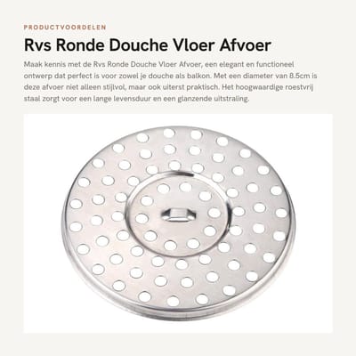 Dailygoods- Vloerdrain 8.5cm - Roestvrij Staal - Antiroest - Douche/Keuken - Filter Ontwerp - Verwijderbare Structuur - Modern Design - Afvoerputje