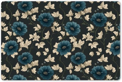 Placemats 45x30 cm - Placemat kunststof - 1 stuk - Botanisch - Bloemen - Blauw - Borden onderleggers - Decoratie voor op tafel - Keuken tafeldecoratie accessoires - Vinyl onderlegger - Tafelversiering