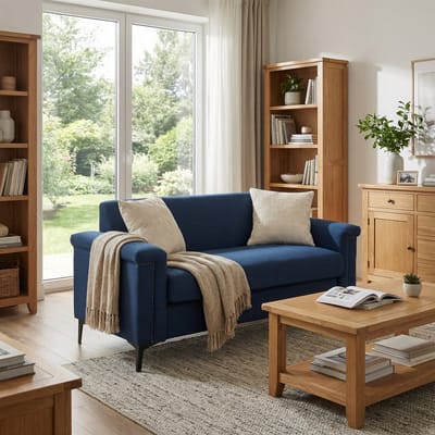 MODENUIT Sofa 172 cm - 2-Zits Met Brede Armleuningen En Metalen Poten - Voor Woonkamer En Appartement - Hout Blauw