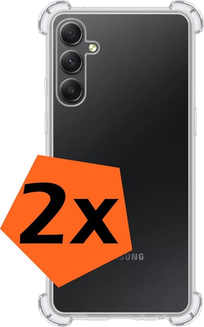Hoes - 2 Stuks - Geschikt voor Samsung Galaxy A34 - Sterk & Shockproof - Siliconen Case - Back Cover - Telefoon Hoesje Shock Proof - Transparant