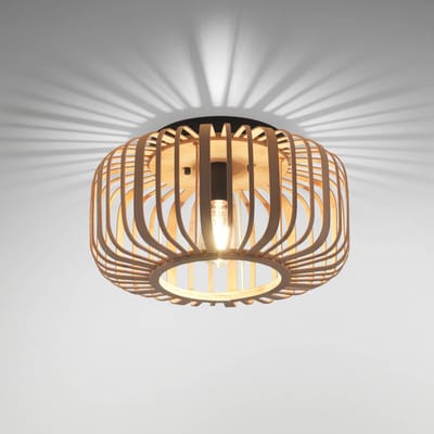 JUST LIGHT. GmbH Houten plafonlamp Racoon, dikke spanten, Ø 42 cm