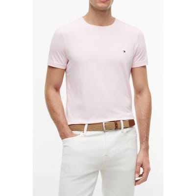 Tommy Hilfiger Stretch Slim Fit Tee Pink Lily Größe: S | Basic T-Shirts Outlet | Herren | Rosa