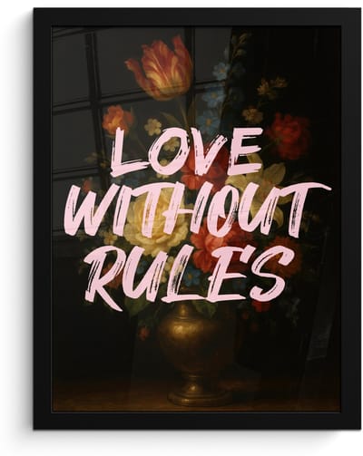Poster in lijst - Fotolijst 30x40 cm - Posters - Liefde - Modern - Bloemen - Posterlijst zwart - Decoratie - Wanddecoratie woonkamer - Muurdecoratie slaapkamer