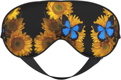 Slaapmasker - Oogmasker slapen - Comfortabel slapen - Verstelbare band - 7.9 x 4 inch - Zonnebloemen vlinders