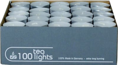 Theelichtjes/waxinelichtjes - wit - 100x stuks - 5 branduren - geurloze kaars