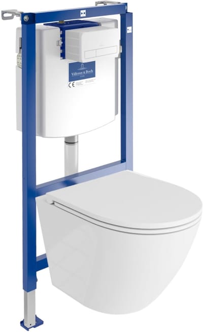 Villeroy&Boch Inbouwreservoir Complete Toiletset ViConnect H112 - Inbouw WC Hangtoilet Wandcloset SOFI ONE - Bedieningsplaat Wit - Voorwandelement voor toilet - Installatiesysteem