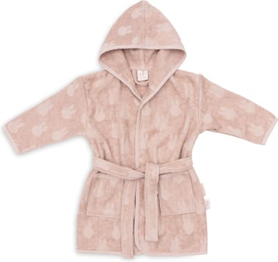Jollein x Nijntje - Baby Badjas Badstof 1-2 Jaar - Badjas Kinderen met Capuchon - Miffy Jacquard - Wild Rose