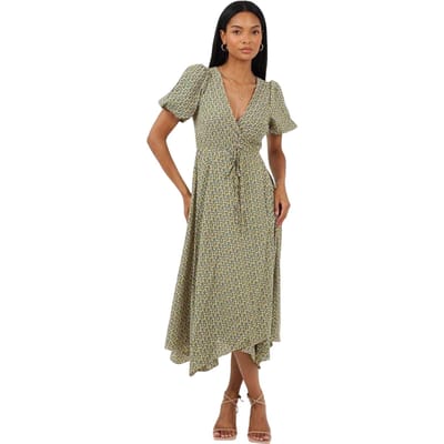 Brave Soul Dames/Dames Floral V Neck Midi Dress (Geel)