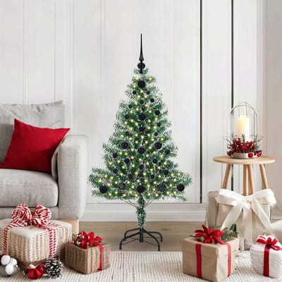 vidaXL - Kunstkerstboom - Sneeuw - Gevlokt - met - LED - Licht - Groen - en - Wit - 120 - cm
