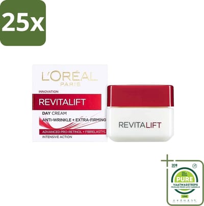 25 x L'Oréal Revitalift 40+ - Dagcrème - Hydrating Anti-Rimpel - 50 ml - Grootverpakking - Anti-rimpel Crème - Anti-aging Crème - Hydrating Crème - Crème Voor Veroudering - Crème Voor Huidverjonging