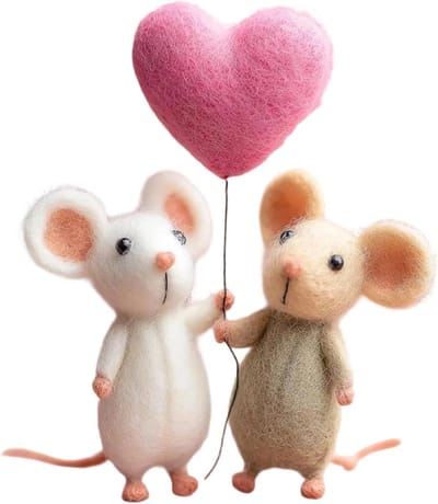 Handgemaakte Vilten Muis - Decoratie Figuur - Huis Decoratie - Liefdesboodschapper Ontwerp - 12 x 8 cm - Niet gespecificeerd
