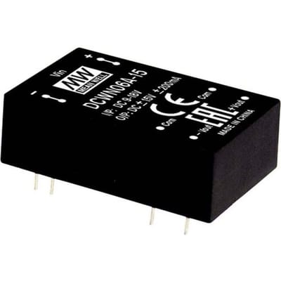 MEAN WELL DCWN06B-05 DC/DC-convertermodule 500 mA 6 W Aantal uitgangen: 2 x Inhoud 1 stuk(s)